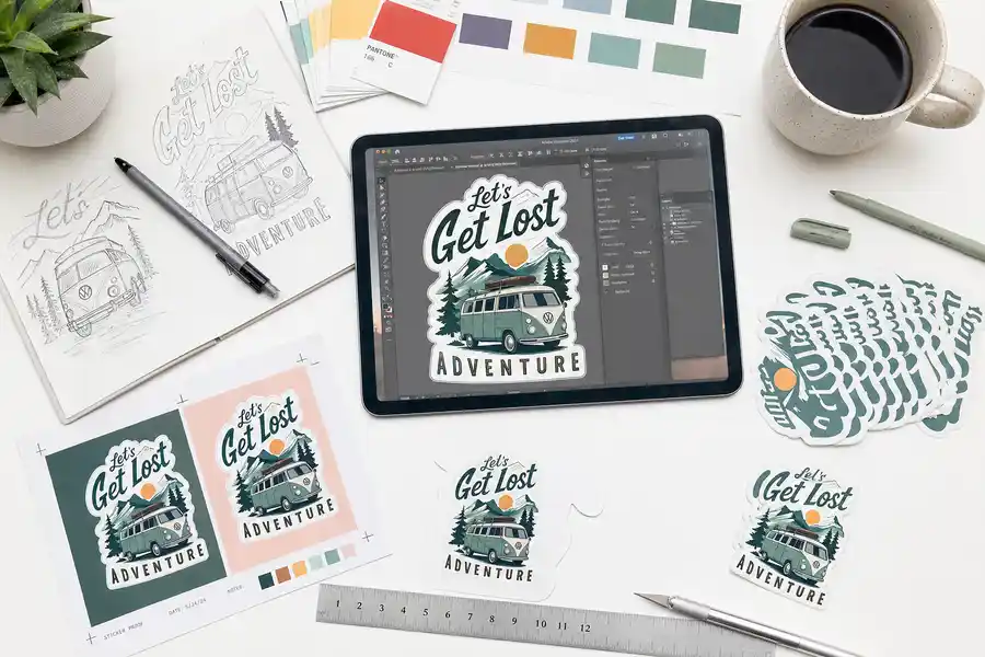 Die cut sticker design process artwork preparation