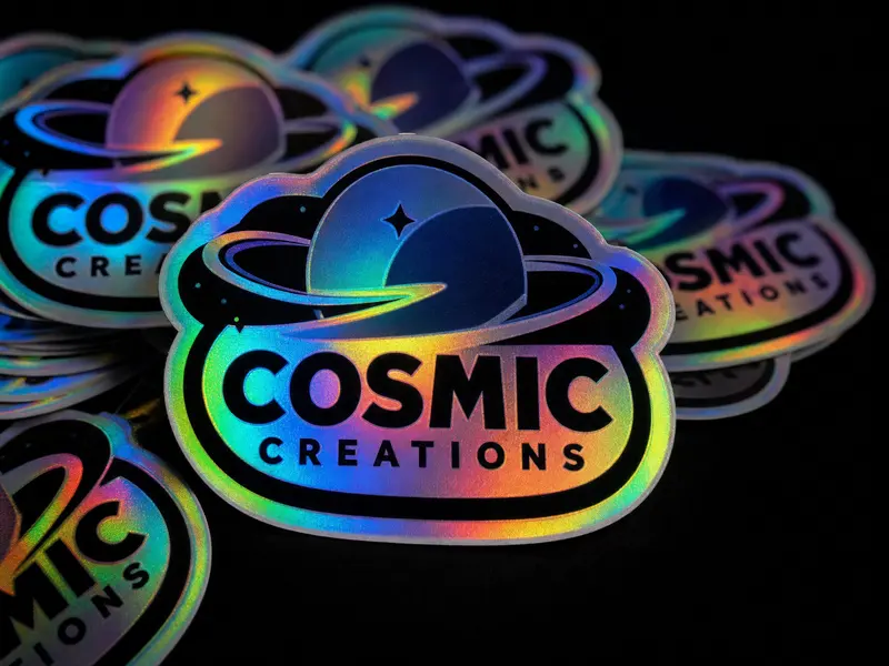 Holographic die cut stickers rainbow iridescent