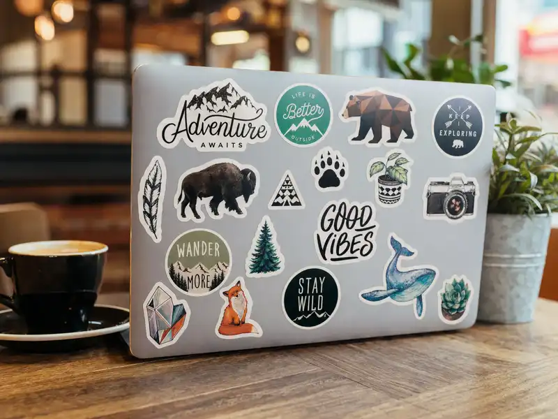 Custom sticker sizes on laptop