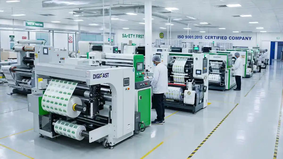 Nurvyn sticker and label factory — digital printing machines in Foshan, China