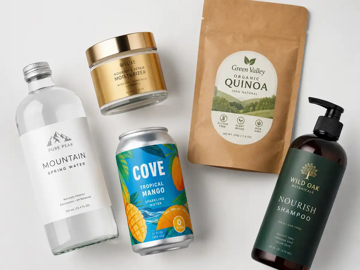 Custom label applications on beverage, cosmetic, and food packaging by Nurvyn