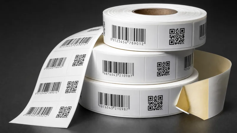 Custom barcode and QR code labels on rolls