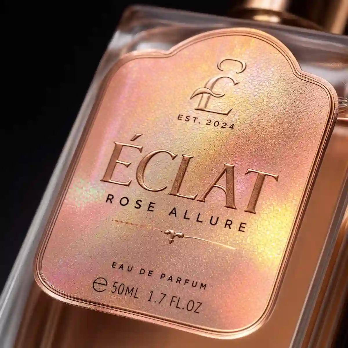 Rose gold holographic labels