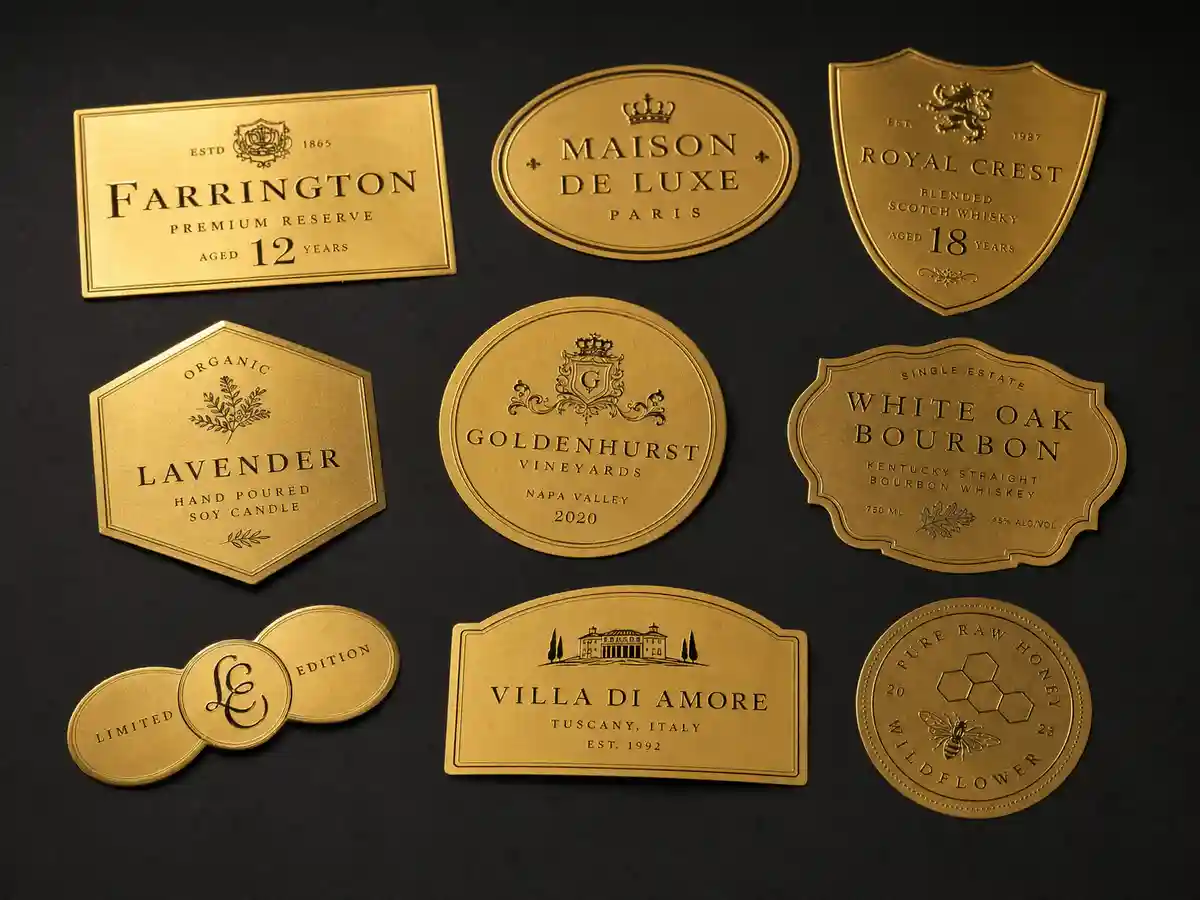 Custom shaped metallic foil labels