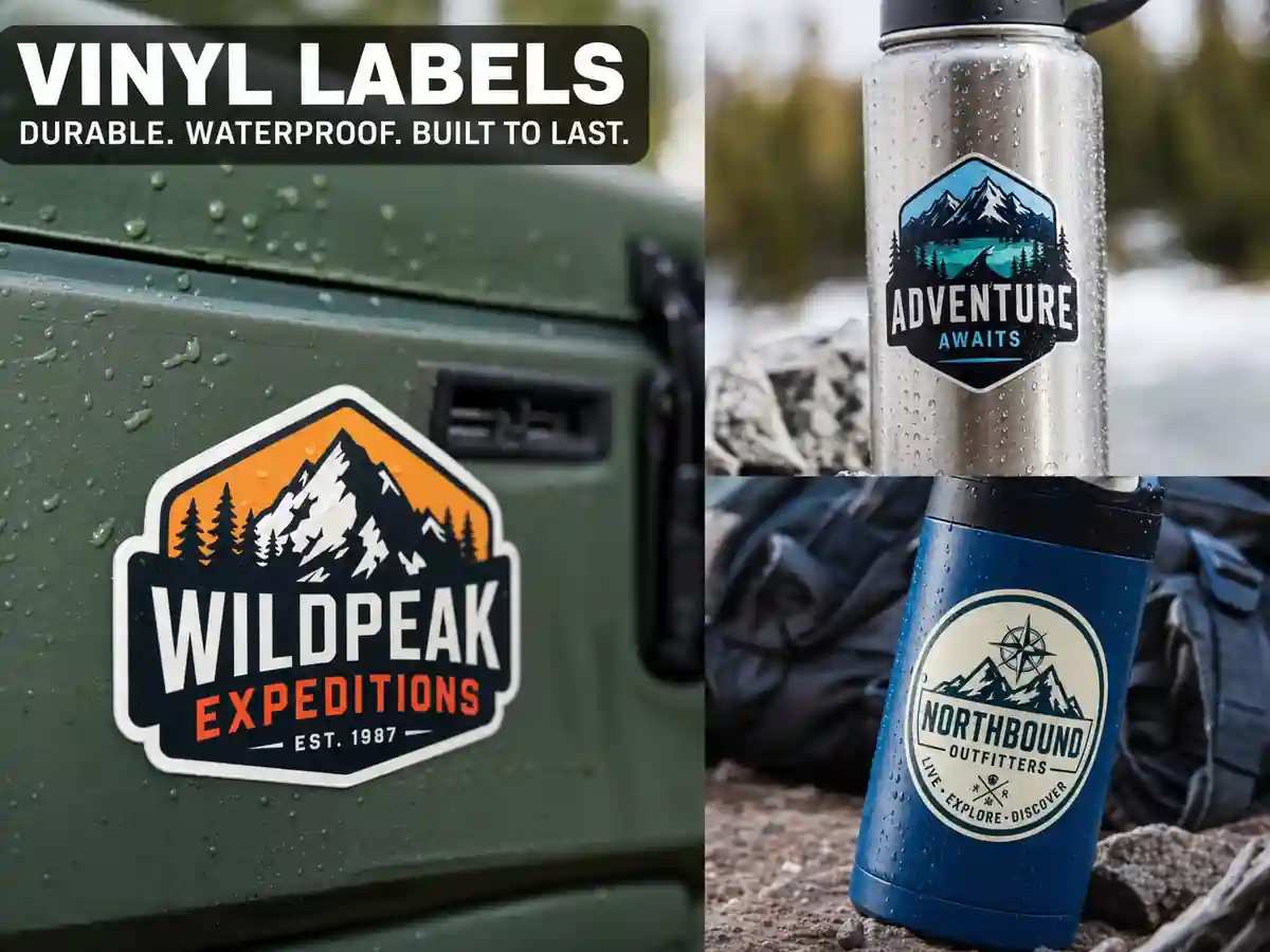 Vinyl waterproof labels on outdoor equipment